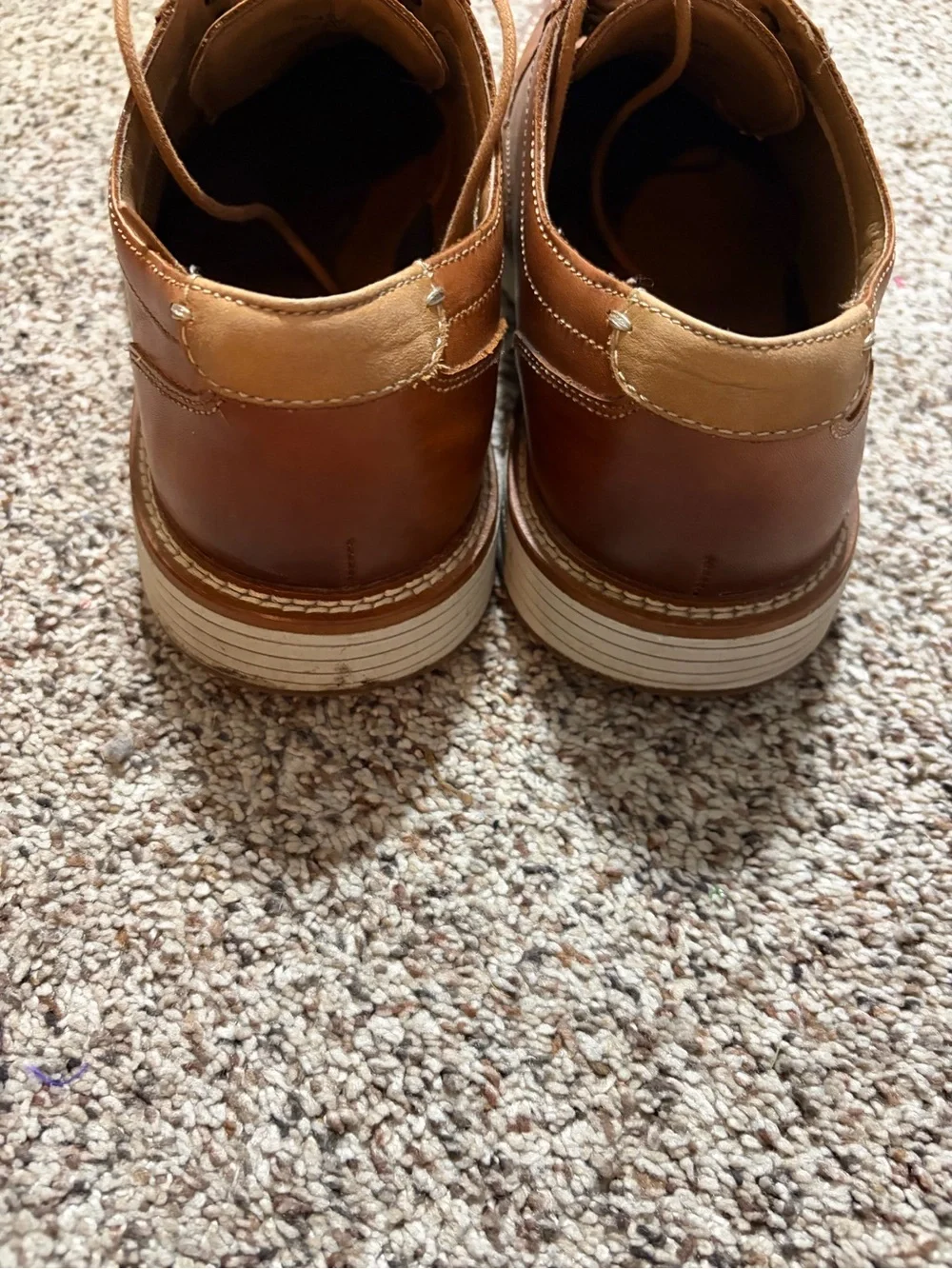 Johnston & Murphy Men's Tan Leather Derby Shoes - Classic Lace-Up size 11.5 EUC